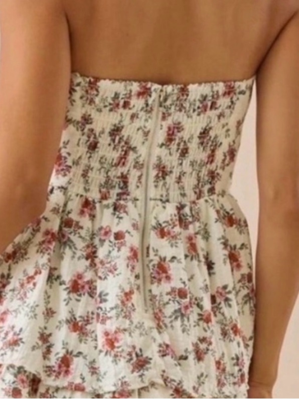 NWT [Altar'd State] Woven Strapless Dress Tiered Ruffle Floral Sundress Womens M - Picture 6 of 12